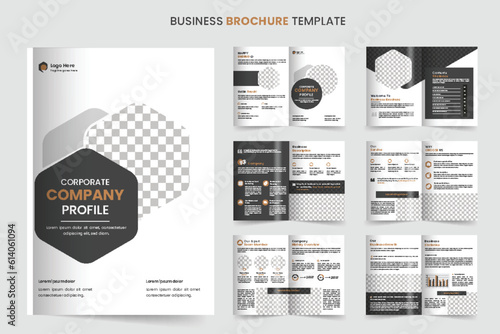 Brochure template layout design and corporate company profile black and goldern  minimal 12-page brochure template design