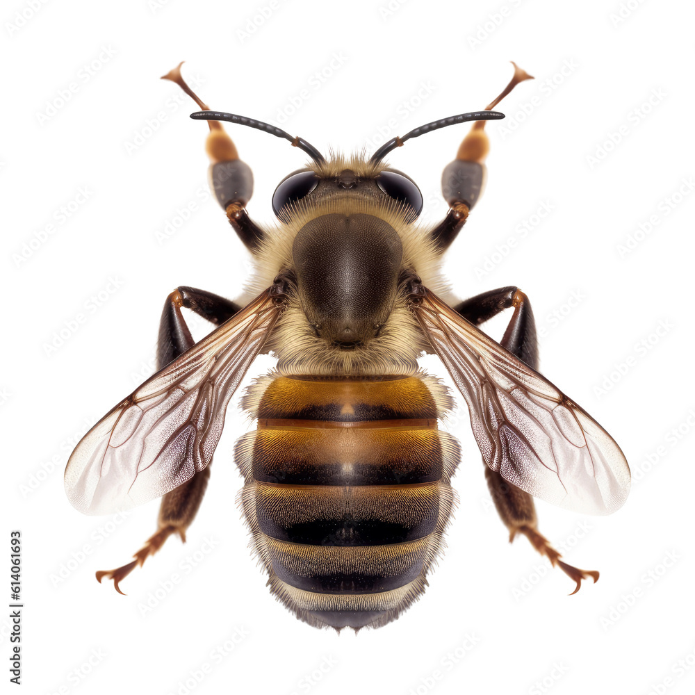 bee isolated on transparent background cutout - obrazy, fototapety, plakaty 