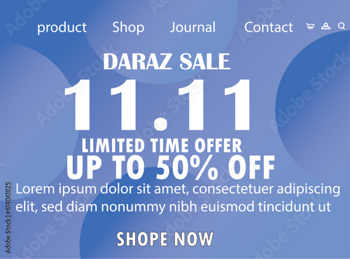 11.11 shopping day poster or banner with gifts.11.11 online sale banner template design for social media and website