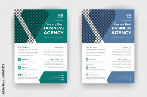 Grow your Business marketing creative corporate new flyer Collection design template, social media promotion & advertise publication cover page. Two types of color stock vector template.