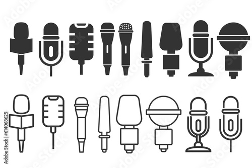set of microphone logo design. Podcast with microphone logo inspiration. vector illustration.