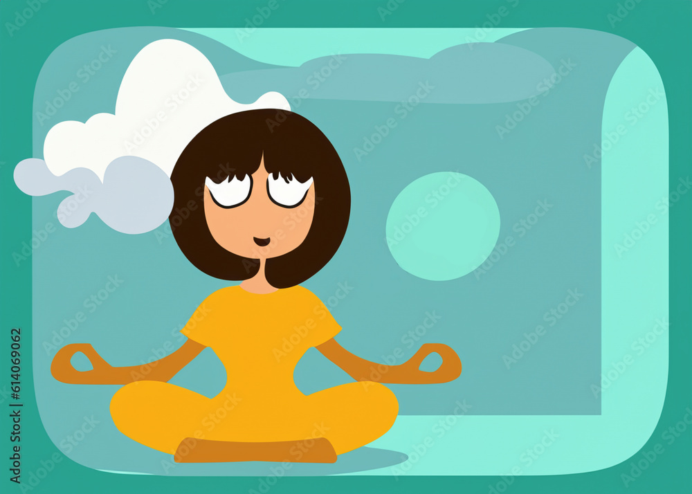 abstract cartoon style illustration of a person in lotus yoga pose, healthy lifestyle, meditation and yoga concept created with generative ai technology abstract cartoon style illustration of a person in lotus yoga pose, healthy lifestyle, meditation and yoga concept created with generative ai technology