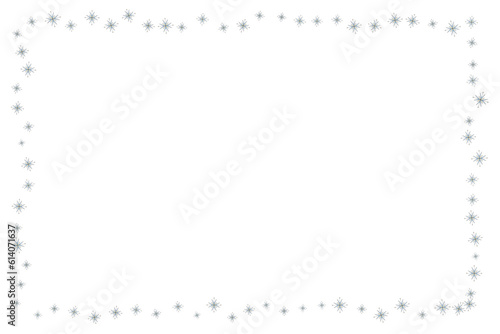 Frame of black snowflakes on white background.