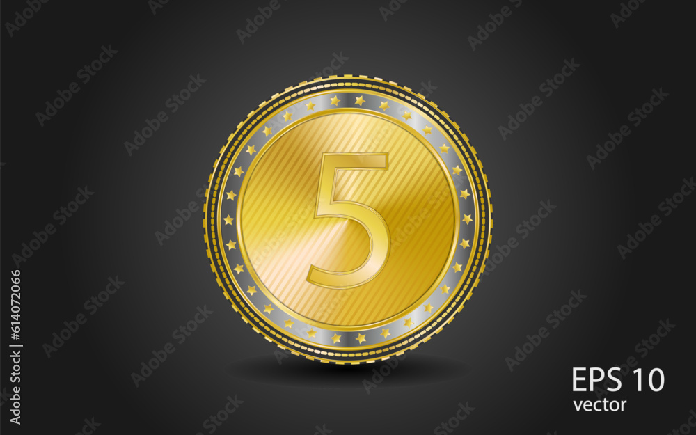 5 Number Circular Vector Gold Web Icon Button 5 Number Circular Vector Gold Web Icon Button
