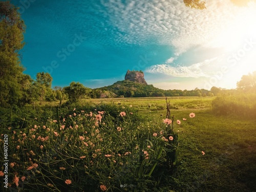 Vászonkép sunset in the mountains