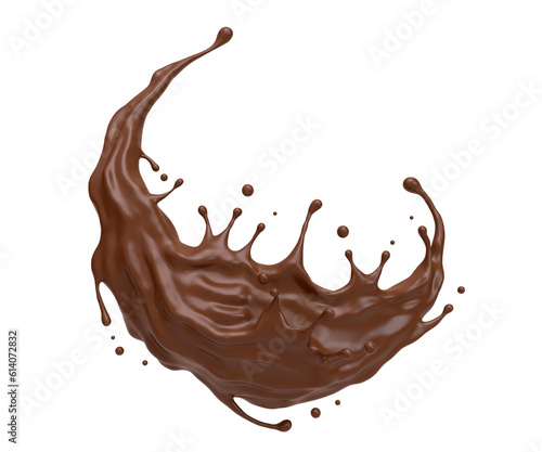 Splash of chocolate or Cocoa, 3D rendering.