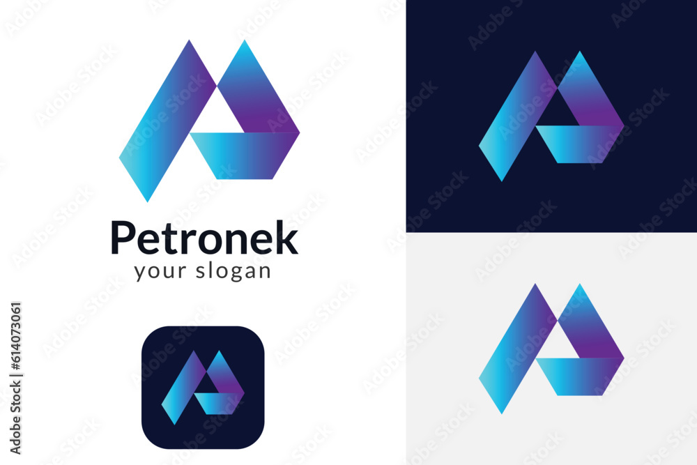 Petronek p gradient logo design template Petronek p gradient logo design template