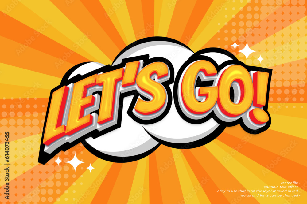 Editable text effect let's go with cartoon style concept