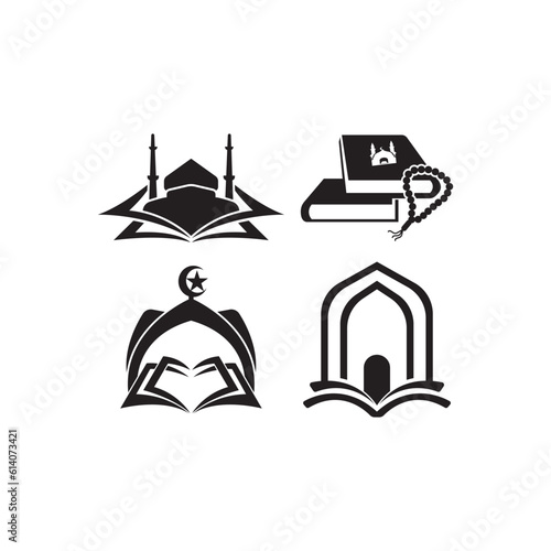 Islamic book icon logo symbol,illustration design template.
