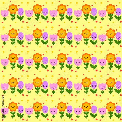 Cute Flower doodles drawing on white background beautiful seamless pattern. For printing  fabric  textile  manufacturing  wallpapers.