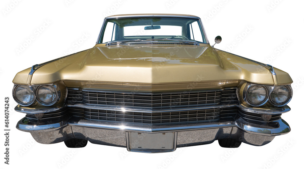 old vintage car isolated on transparent png background, American car front view