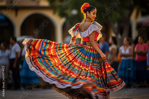LATIN MEXICAN FOLKLORE, TRADITIONAL, COLORFUL, CULTURAL, REGIONAL DANCER. ai generative