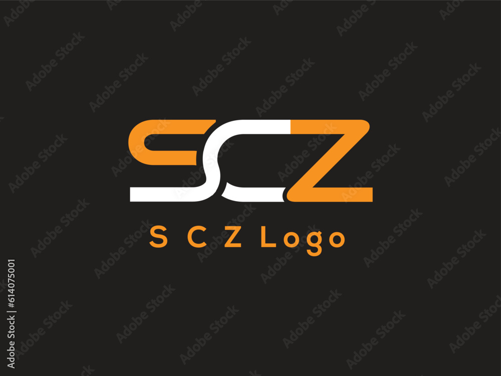 SCZ letter monogram logo design vector. color with yeloo and with logo design in illustration. Vector logo, calligraphy designs for logo, Poster, Invitation, etc.