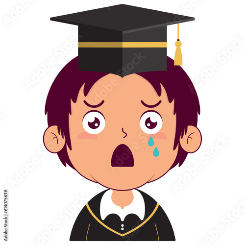 boy in graduation gown surprised face cartoon cute