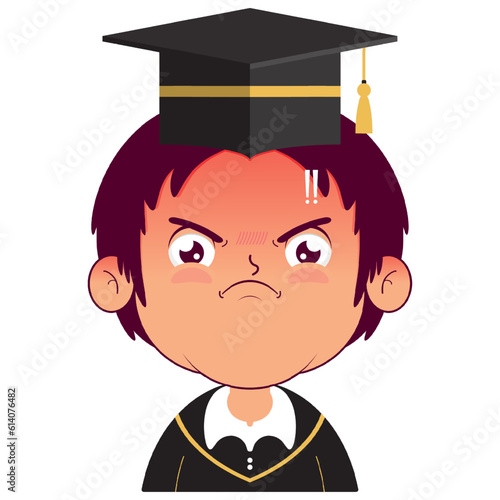 boy in graduation gown angry face cartoon cute