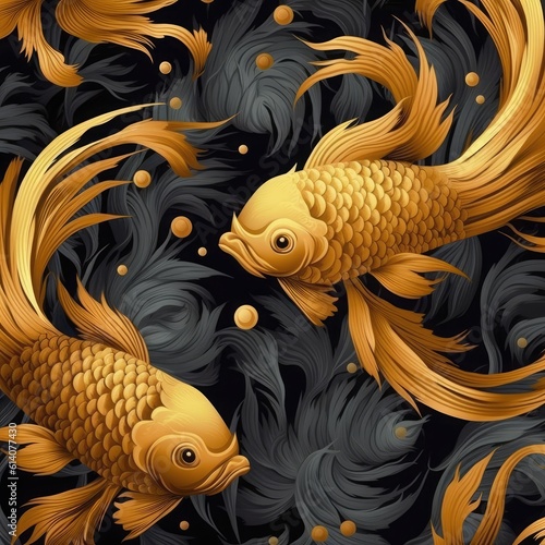 Golden fish on a dark background