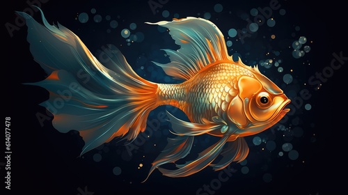 A gilded fish on a dark background