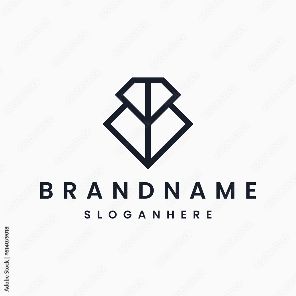 letter B diamond geometric logo design letter B diamond geometric logo design