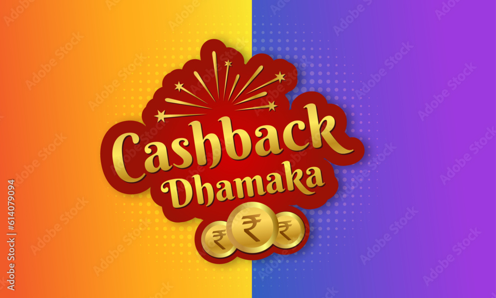 Cashback Dhamaka Logo, Retail Sale Discount Offer Template Design Vector