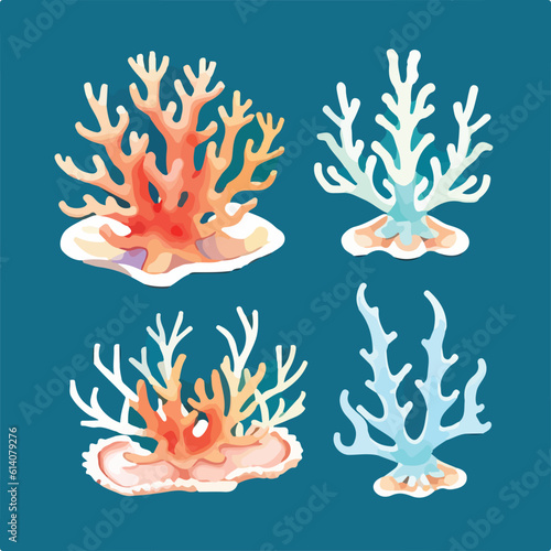 Watercolor sea corals decoration illustration for a wedding invitation illustration