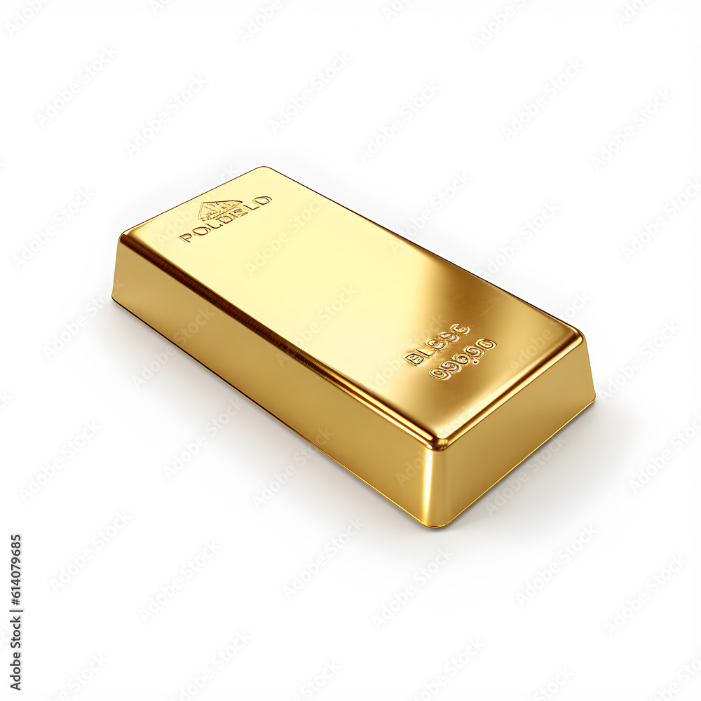 Gold bar on white background. Generative AI Gold bar on white background. Generative AI