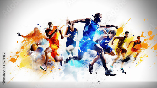 Athletes in various Sports in a Dynamic Illustration . Ideal for Sports Banners, Background. Ai generated