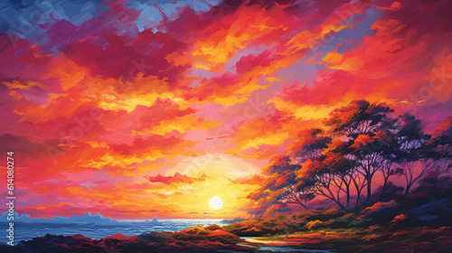 "Unveiling nature's masterpiece: A breathtaking sunset over the horizon, painting the sky in vibrant hues of orange and pink. Prepare to be mesmerized!" Generative AI