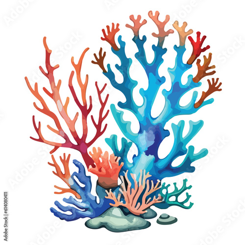 Watercolor natural sea corals illustration for a wedding invitation illustration