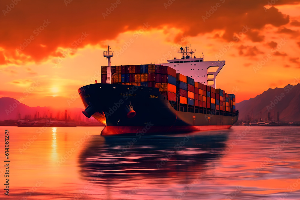 Fototapeta premium cargo ship in the sea