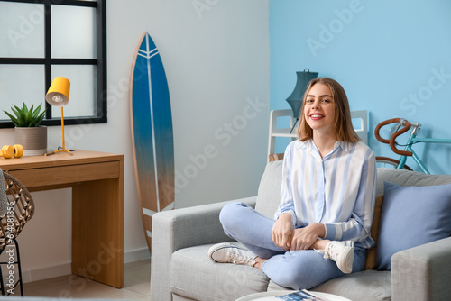 Smiling young woman relaxin...