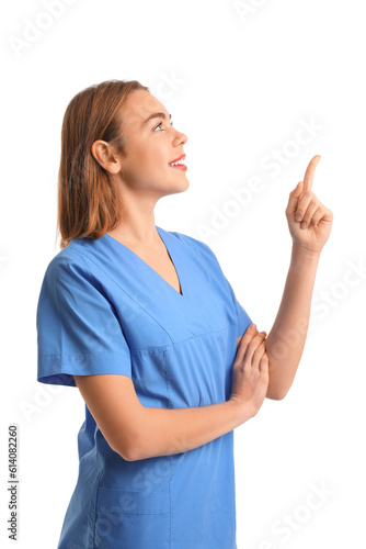 Smiling young female doctor...