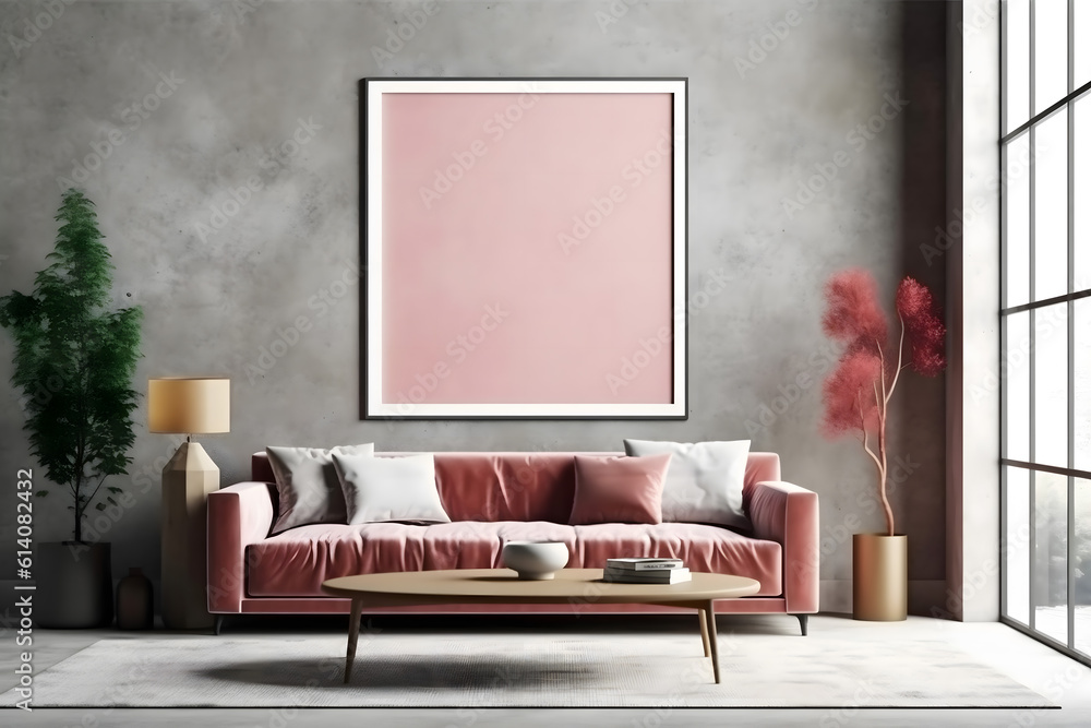 modern living room with large frame mockup modern living room with large frame mockup