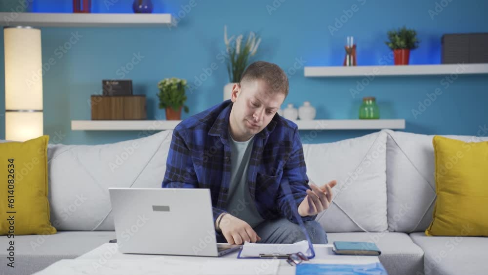 Home office worker man thinking about private life problems. Home office worker man thinking about private life problems.