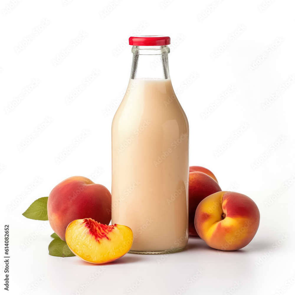 Refreshing Peaches smoothie, isolated on white background, generative AI Refreshing Peaches smoothie, isolated on white background, generative AI
