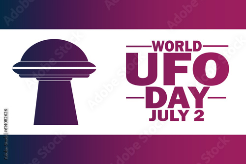 World UFO Day Vector illustration. July 2. Holiday concept. Template for background, banner, card, poster with text inscription.