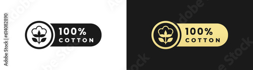 100% Cotton label or 100% Cotton symbol Vector Isolated in Flat Style. 100% Cotton label for product packaging design element. Best 100% Cotton symbol for packaging design element.