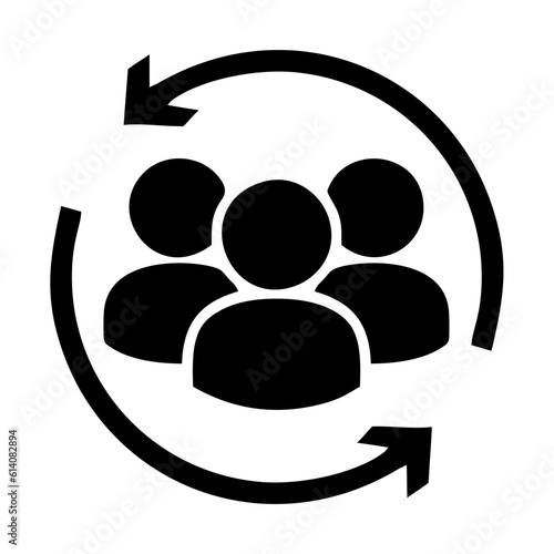 Customer icon. Customer Retention, Returning Clients Vector Glyph Icon, Solid Style. Return sign. Managed care. Customer relationship. Practice management - Vector .png file