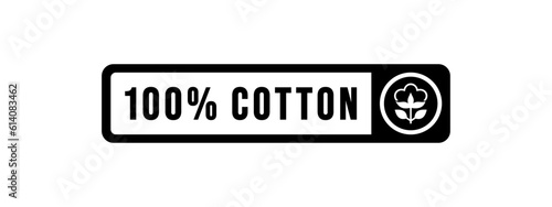 100% Cotton Sign or 100% Cotton Label Vector Isolated in Flat Style. 100% Cotton Sign for product packaging design element. Best 100% Cotton label for packaging design element.