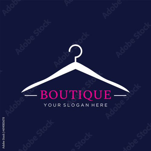 Simple coat hanger logo template design with creative idea.Logo for business, boutique, fashion, beauty.