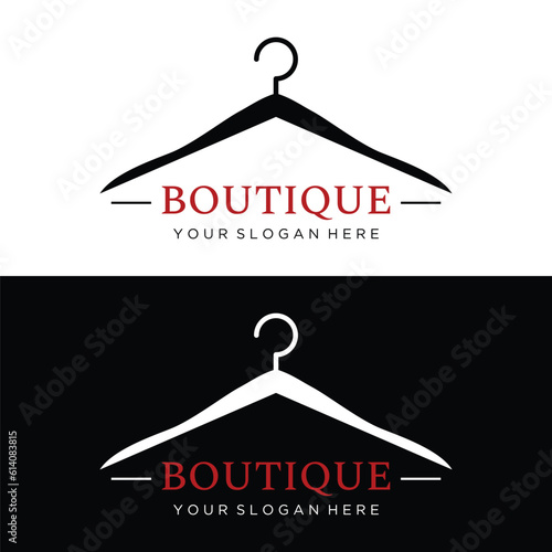 Simple coat hanger logo template design with creative idea.Logo for business, boutique, fashion, beauty.