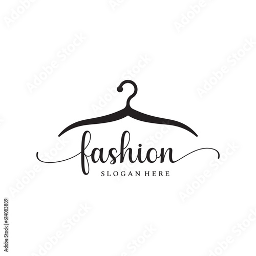 Simple coat hanger logo template design with creative idea.Logo for business, boutique, fashion, beauty.
