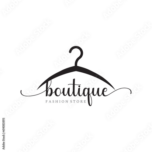 Simple coat hanger logo template design with creative idea.Logo for business, boutique, fashion, beauty.