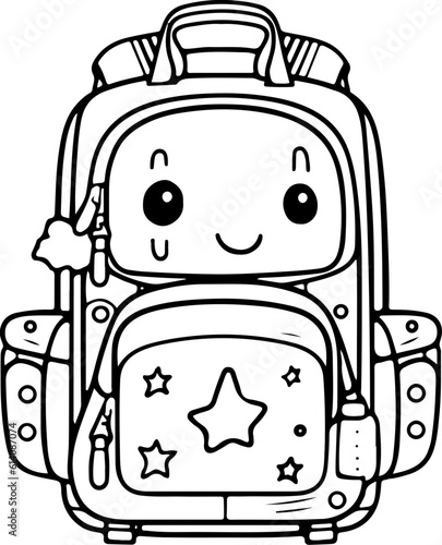 Wallpaper Mural Backpack School outline vector illustration, Back to school elements
 Torontodigital.ca