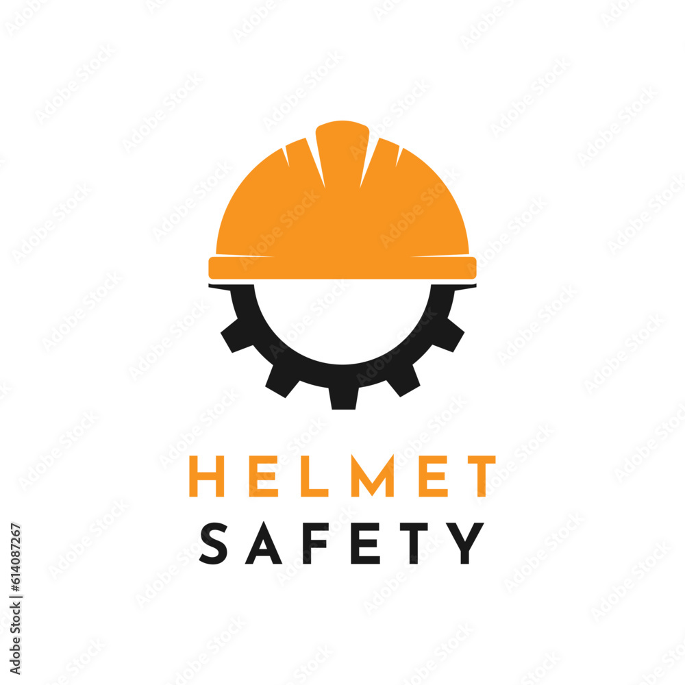 Gear with safety helm logo design idea Gear with safety helm logo design idea