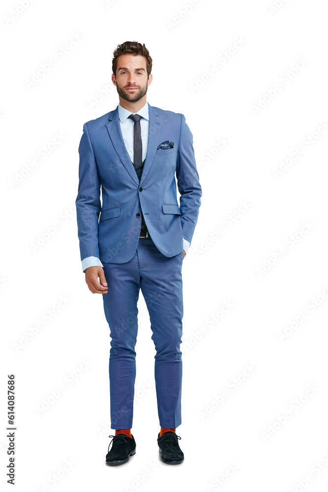 Suit, portrait or businessman with fashion or classy clothes isolated on transparent png background. Full body, handsome rich entrepreneur or confident formal guy in blue elegant tuxedo with ambition Suit, portrait or businessman with fashion or classy clothes isolated on transparent png background. Full body, handsome rich entrepreneur or confident formal guy in blue elegant tuxedo with ambition