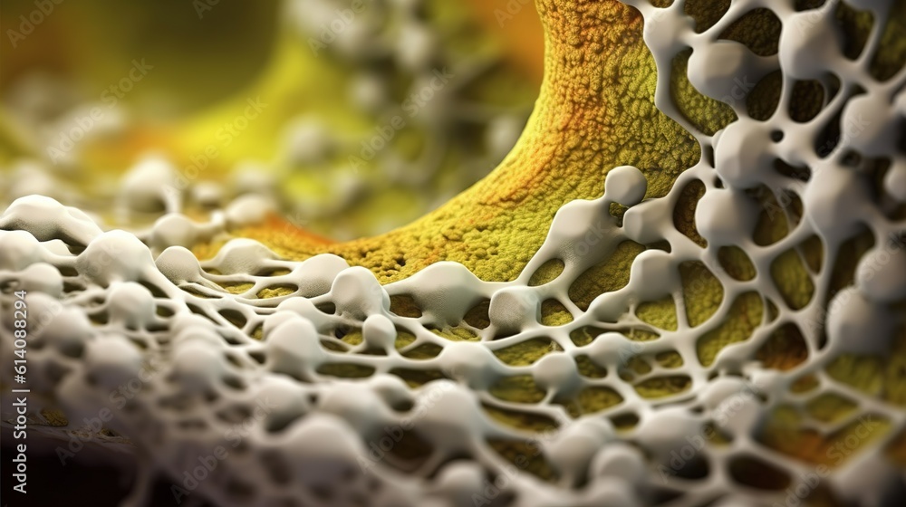 The porous structure. Organic material. Structure of the mushroom