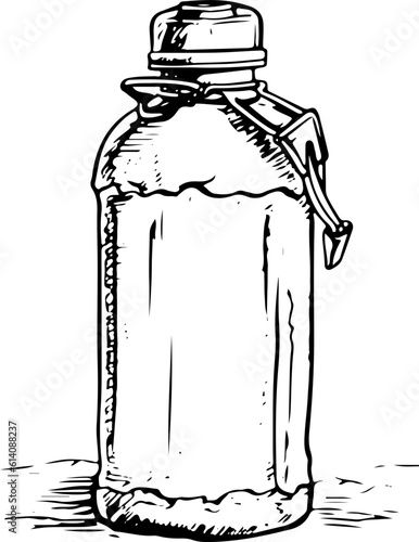 Water Bottle for Hiking outline vector illustration, Hiking elements
