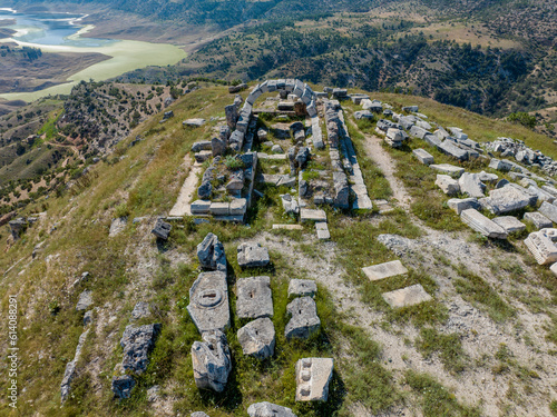 Apollon Lermenos Temple.Lairbenos Temple. Bahadınlar Village-Çal Town Denizli Turkey. The Temple was built in a rectangular plan on a hill which overlooks the Menderes River. photo