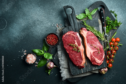 Perfect raw rib eye beef steak