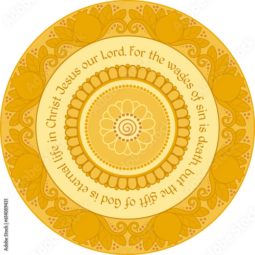 Romans 6:23 Vector Biblical quote decorative floral design.